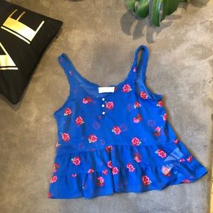 A&F Blue Flowery Tank top S